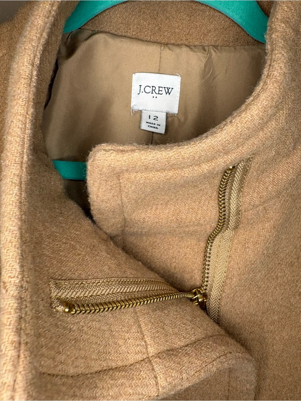 J. Crew Wool-Blend City Coat Camal Tan Funnel Neck Jacket - Picture 2 of 6